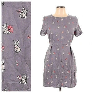 Oliver Bonas Violet Rufus Frenchie Dog Print Dress French Bulldogs Size 10 M